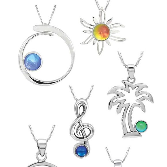 Symbols (6 Pcs) Handmade Sterling Silver Crystal Pendants - Picture 1 of 2